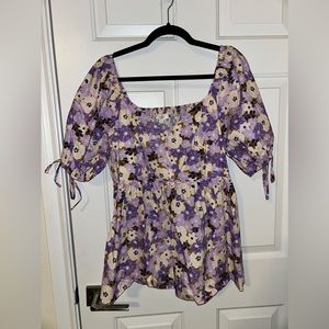 Purple floral, peplum top